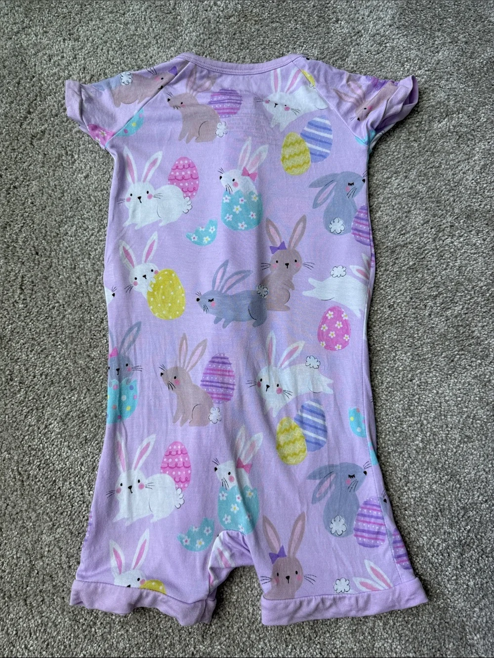 Little Sleepies- Lavender Hoppy Days Bunny Easter Shortie Zippy Romper, 2T